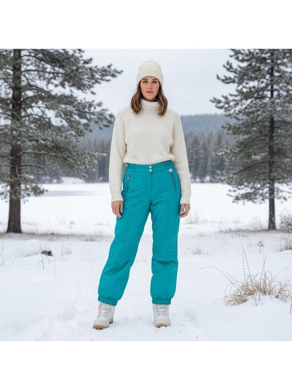 Kaelin Ski 24k Gold Collection Vintage 80's  Turquoise Blue Ski Pants Size 8